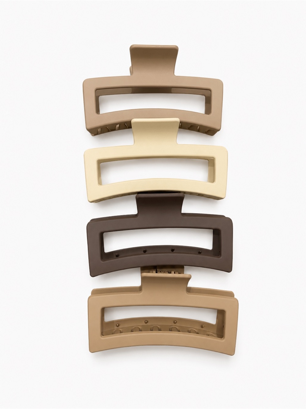 Neutral Tones Rectangle Hair Clips - Set of 4